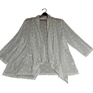 Koret Womens Lace Floral Daisy Kimono Cardigan Duster Open Front 2X‎ Cream Boho